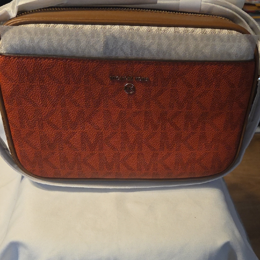 Michael Kors Burnt Orange Logo Crossbody Bag